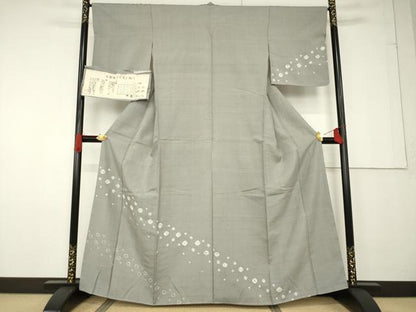 平和屋着物●赤城紬 訪問着 干支絞り 木版染 反端付き 正絹 逸品 未使用 AABF6161ck