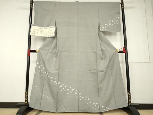 平和屋着物●赤城紬 訪問着 干支絞り 木版染 反端付き 正絹 逸品 未使用 AABF6161ck