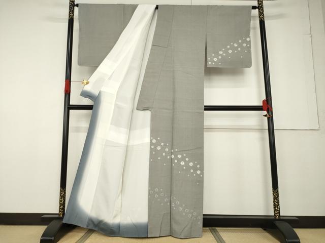 平和屋着物●赤城紬 訪問着 干支絞り 木版染 反端付き 正絹 逸品 未使用 AABF6161ck