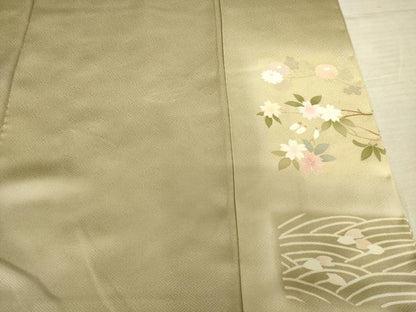 平和屋着物●訪問着 駒刺繍 横段鳳凰花文 暈し染め 金彩 反端付き 正絹 逸品 未使用 AABF6167ck