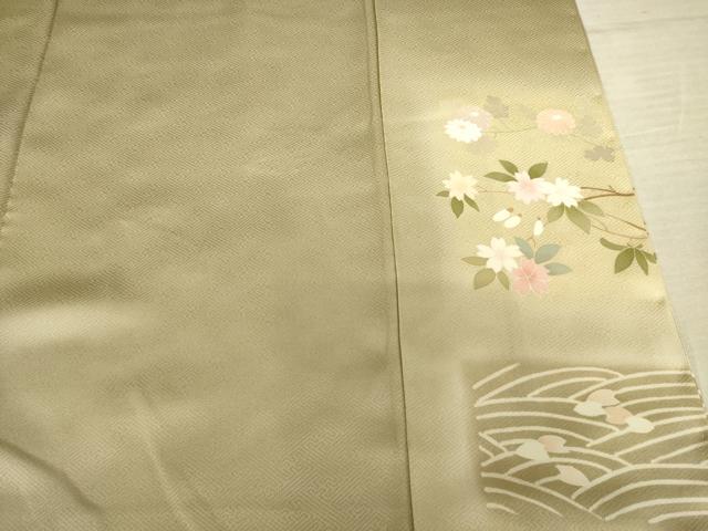 平和屋着物●訪問着 駒刺繍 横段鳳凰花文 暈し染め 金彩 反端付き 正絹 逸品 未使用 AABF6167ck