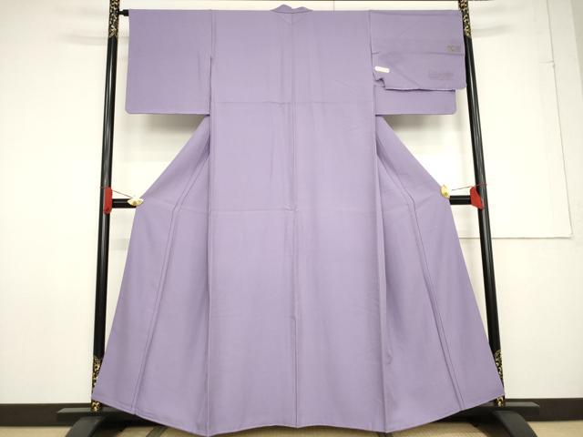 平和屋着物●上質な色無地　堅牢染　竜胆色　丹後ちりめん　反端付き　正絹　逸品　AABF6172ck