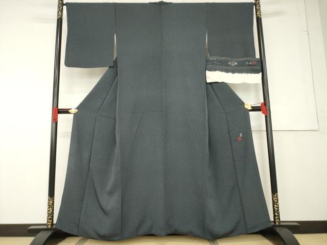 平和屋着物●国際的伝統工芸作家 十二代・藤林徳扇 苑寿 小紋 霞文 華乃式部 天目暈し 反端付き 正絹 逸品 AABF6176ck
