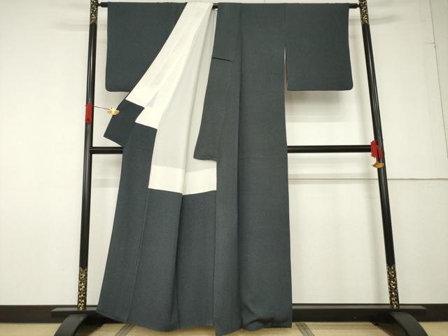 平和屋着物●国際的伝統工芸作家　十二代・藤林徳扇　苑寿　小紋　霞文　華乃式部　天目暈し　反端付き　正絹　逸品　AABF6176ck 平和屋着物○国際的伝統工芸作家 十二代・藤林徳扇 苑
