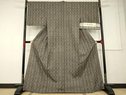 平和屋着物●花織 紬 琉里縞 正絹 逸品 AABF6178ck