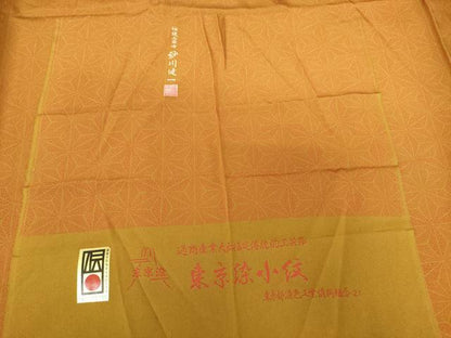 平和屋着物●伝統工芸士 砂川健一 長襦袢 無双仕立て 麻の葉文 反端付き 正絹 逸品 AABF6179ck