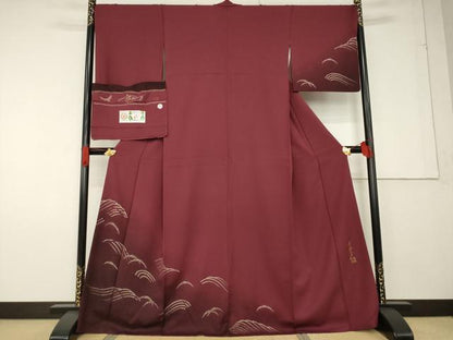 平和屋着物●染色作家 斉藤三才 訪問着 立波文 穂高天蚕糸 暈し染め 丹後ちりめん 証紙付き 正絹 逸品 AABF6180ck