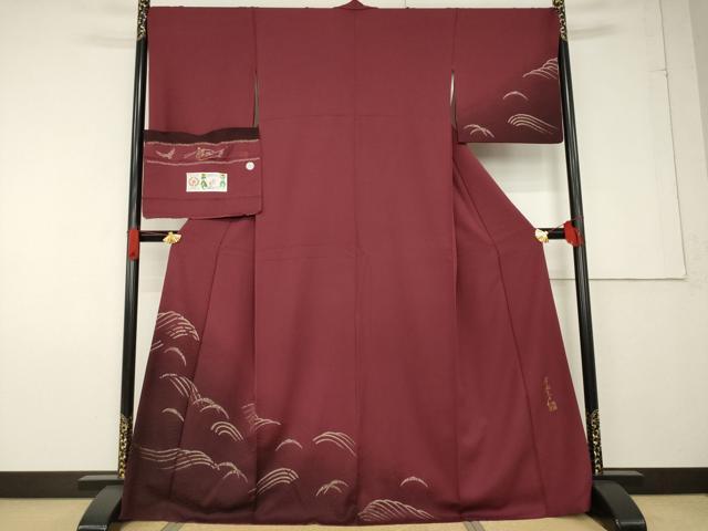平和屋着物●染色作家 斉藤三才 訪問着 立波文 穂高天蚕糸 暈し染め 丹後ちりめん 証紙付き 正絹 逸品 AABF6180ck