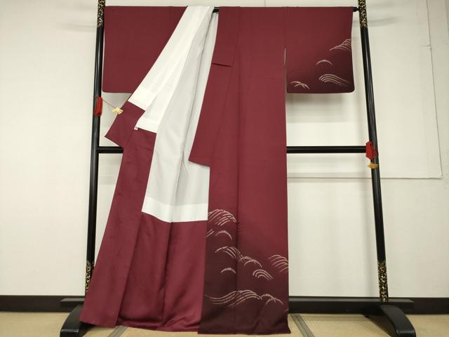 平和屋着物●染色作家 斉藤三才 訪問着 立波文 穂高天蚕糸 暈し染め 丹後ちりめん 証紙付き 正絹 逸品 AABF6180ck