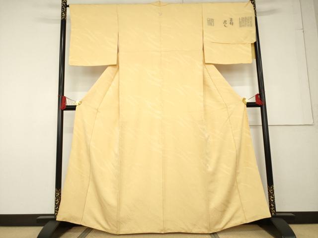 平和屋着物●上質な色無地 吉祥尽くし 蜂蜜色 反端付き 正絹 逸品 AABF6181ck