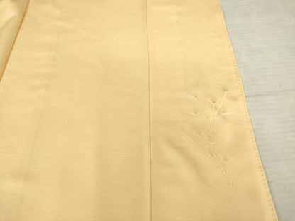 平和屋着物●上質な色無地 吉祥尽くし 蜂蜜色 反端付き 正絹 逸品 AABF6181ck