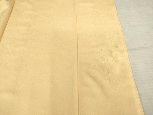 平和屋着物●上質な色無地 吉祥尽くし 蜂蜜色 反端付き 正絹 逸品 AABF6181ck