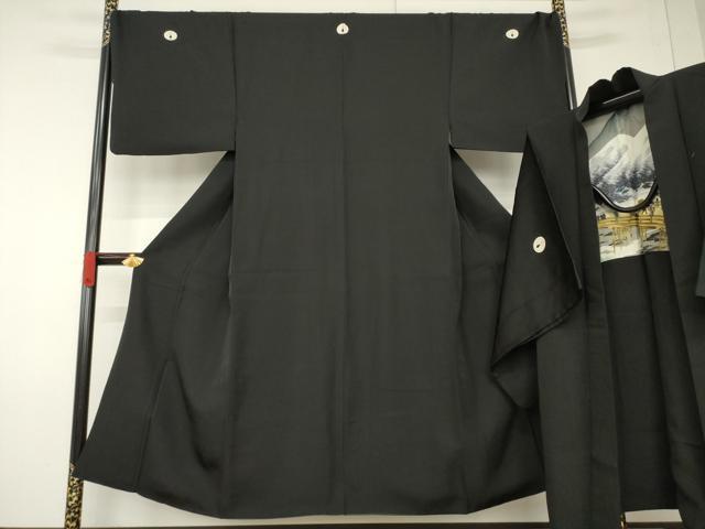 平和屋着物●男性 黒紋付・羽織セット 正絹 逸品 AABF6182ck