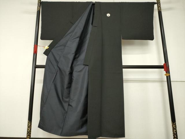 平和屋着物●男性 黒紋付・羽織セット 正絹 逸品 AABF6182ck