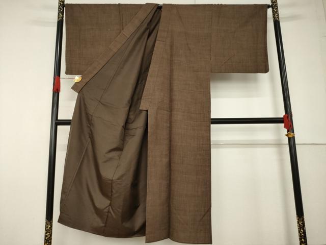 平和屋着物●男性 奥能登紬 アンサンブル 長襦袢(袷)セット 草木染 憲法色 反端付き 正絹 逸品 AABF6183ck