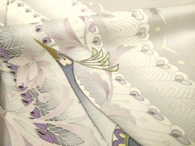 平和屋着物●鎌倉友禅 坂井教人 日本工芸会正会員 訪問着 刺繍 孔雀花文 正絹 逸品 AABF6188ck
