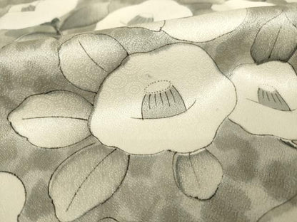 平和屋着物●上質な小紋 手描き 椿 正絹 逸品 AABF6189ck
