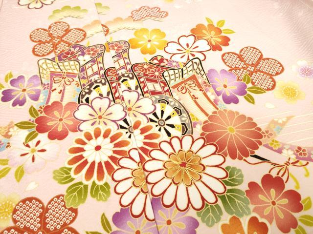 平和屋着物●豪華振袖 京友禅 駒刺繍 御所車花文 仮絵羽 逸品 未使用 AABF6191ck