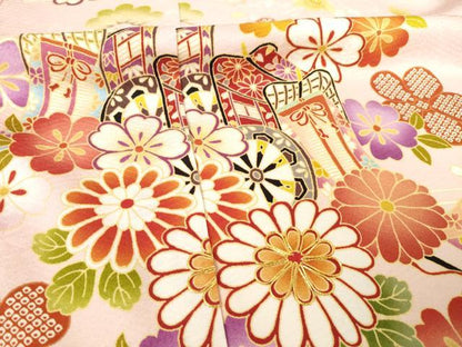 平和屋着物●豪華振袖 京友禅 駒刺繍 御所車花文 仮絵羽 逸品 未使用 AABF6191ck