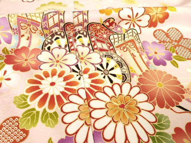 平和屋着物●豪華振袖 京友禅 駒刺繍 御所車花文 仮絵羽 逸品 未使用 AABF6191ck