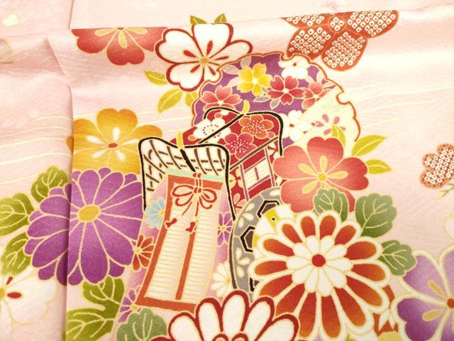 平和屋着物●豪華振袖 京友禅 駒刺繍 御所車花文 仮絵羽 逸品 未使用 AABF6191ck