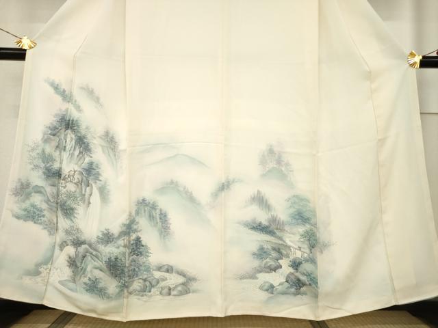 平和屋着物●訪問着 手描き 風景文 正絹 逸品 AABF6192ck