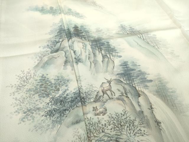平和屋着物●訪問着 手描き 風景文 正絹 逸品 AABF6192ck