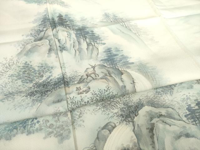 平和屋着物●訪問着 手描き 風景文 正絹 逸品 AABF6192ck