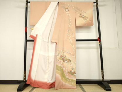 平和屋着物●訪問着 友禅 雲取り花文 金彩 正絹 逸品 AABF6194ck