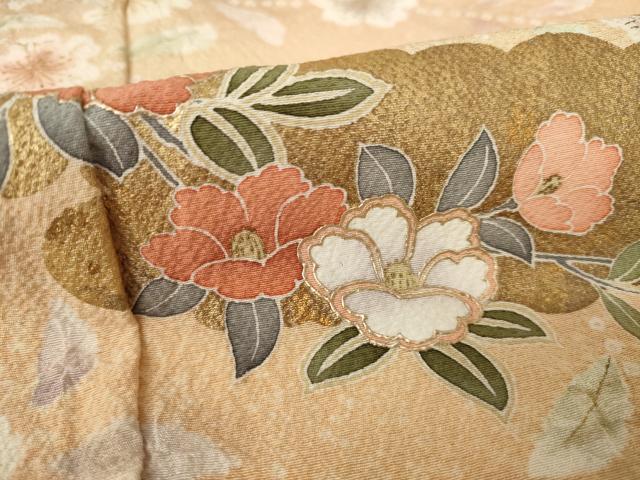 平和屋着物●訪問着 友禅 雲取り花文 金彩 正絹 逸品 AABF6194ck