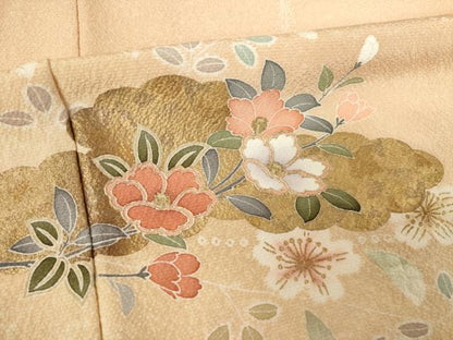 平和屋着物●訪問着 友禅 雲取り花文 金彩 正絹 逸品 AABF6194ck