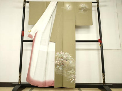 平和屋着物●訪問着 友禅 風景花文 正絹 逸品 AABF6195ck