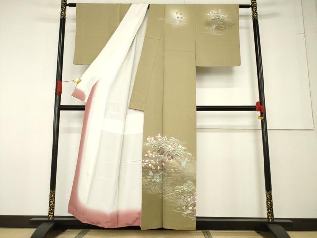 平和屋着物●訪問着 友禅 風景花文 正絹 逸品 AABF6195ck