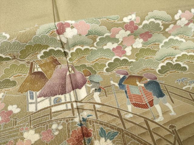平和屋着物●訪問着 友禅 風景花文 正絹 逸品 AABF6195ck