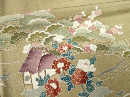 平和屋着物●訪問着 友禅 風景花文 正絹 逸品 AABF6195ck