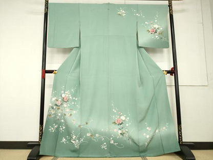平和屋着物●訪問着 枝花文 暈し染め 正絹 逸品 AABF6198ck
