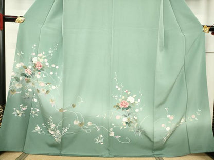 平和屋着物●訪問着 枝花文 暈し染め 正絹 逸品 AABF6198ck