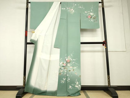 平和屋着物●訪問着 枝花文 暈し染め 正絹 逸品 AABF6198ck