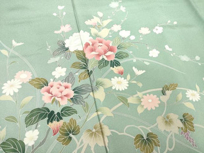 平和屋着物●訪問着 枝花文 暈し染め 正絹 逸品 AABF6198ck