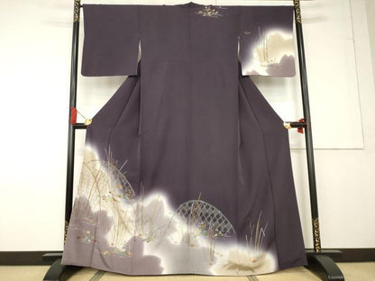 平和屋着物●訪問着 中国三大刺繍 汕頭刺繍 スワトウ刺繍 花籬文 暈し染め 金糸 正絹 逸品 AABF6199ck