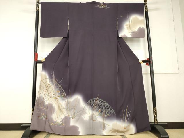 平和屋着物●訪問着 中国三大刺繍 汕頭刺繍 スワトウ刺繍 花籬文 暈し染め 金糸 正絹 逸品 AABF6199ck