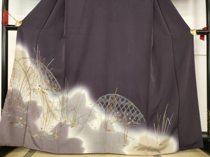 平和屋着物●訪問着 中国三大刺繍 汕頭刺繍 スワトウ刺繍 花籬文 暈し染め 金糸 正絹 逸品 AABF6199ck