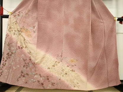 平和屋着物●訪問着 中国三大刺繍 スワトウ刺繍 汕頭刺繍 地紙重ね花文 暈し染め 金彩 正絹 逸品 AABF6200ck
