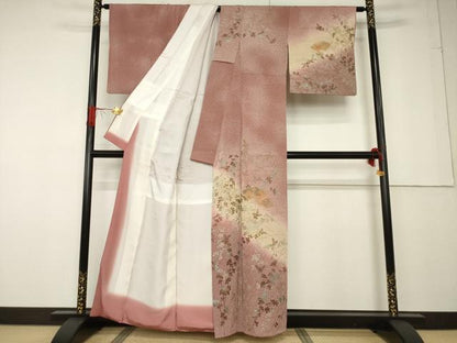 平和屋着物●訪問着 中国三大刺繍 スワトウ刺繍 汕頭刺繍 地紙重ね花文 暈し染め 金彩 正絹 逸品 AABF6200ck
