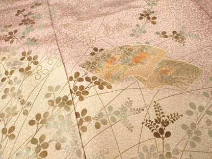 平和屋着物●訪問着 中国三大刺繍 スワトウ刺繍 汕頭刺繍 地紙重ね花文 暈し染め 金彩 正絹 逸品 AABF6200ck