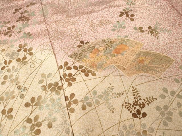 平和屋着物●訪問着 中国三大刺繍 スワトウ刺繍 汕頭刺繍 地紙重ね花文 暈し染め 金彩 正絹 逸品 AABF6200ck