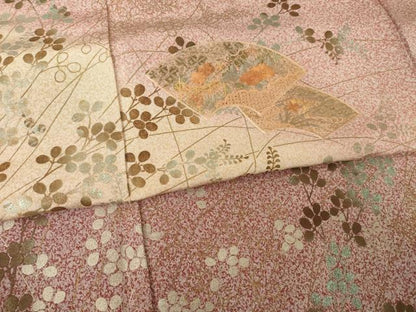 平和屋着物●訪問着 中国三大刺繍 スワトウ刺繍 汕頭刺繍 地紙重ね花文 暈し染め 金彩 正絹 逸品 AABF6200ck