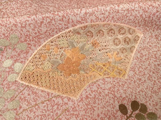 平和屋着物●訪問着 中国三大刺繍 スワトウ刺繍 汕頭刺繍 地紙重ね花文 暈し染め 金彩 正絹 逸品 AABF6200ck