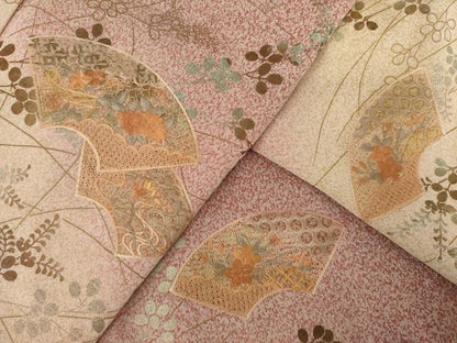 平和屋着物●訪問着 中国三大刺繍 スワトウ刺繍 汕頭刺繍 地紙重ね花文 暈し染め 金彩 正絹 逸品 AABF6200ck