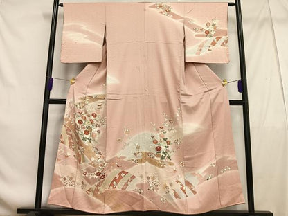 平和屋着物■訪問着 駒刺繍 草花文 暈し染め 金彩 正絹 逸品 AABF6207oa